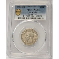 AUSTRALIA 1952 . ONE 1 SHILLING . ERROR . BROADSTRUCK